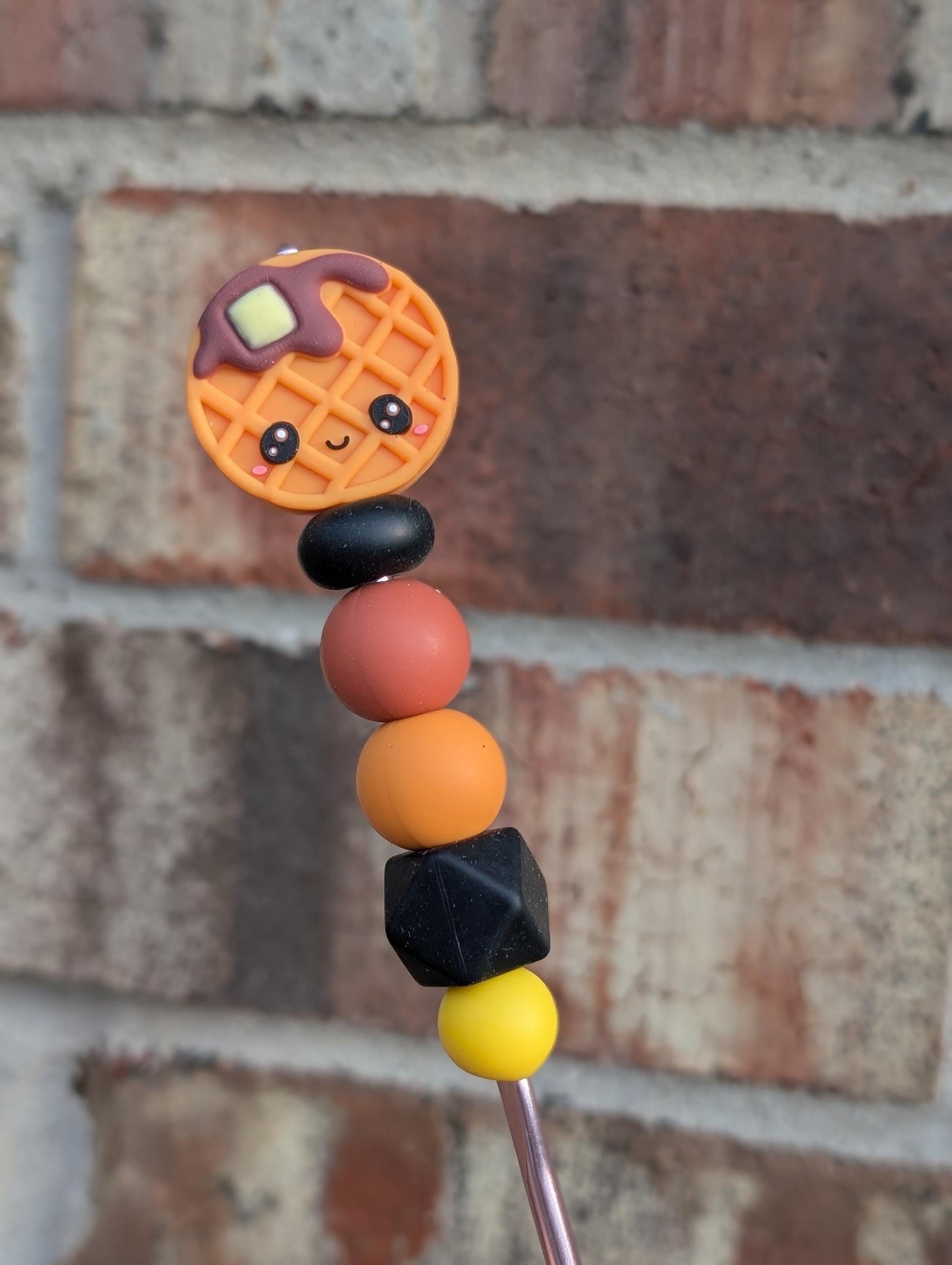 Waffle Crochet Hook Silicone Beads Focal Topper Ergonomic Handle