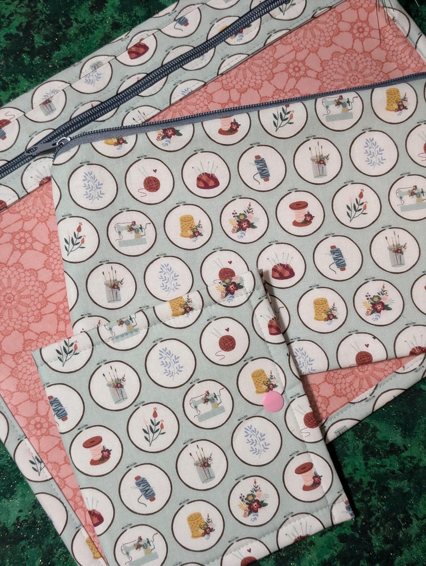 Let's Create Vinyl Front Project Bag for Cross Stitch Needlepoint Embroidery WIP Organizer Scrapbooking