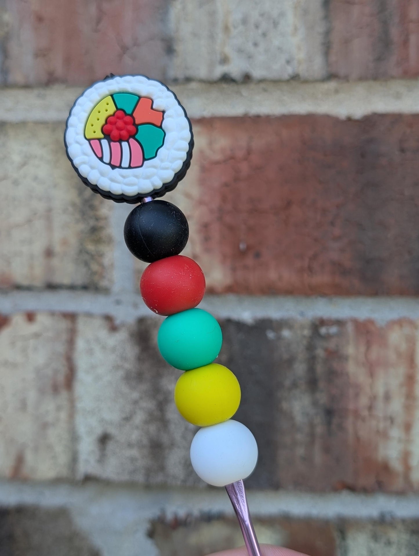 Sushi Roll Crochet Hook Silicone Beads Focal Topper Ergonomic Handle