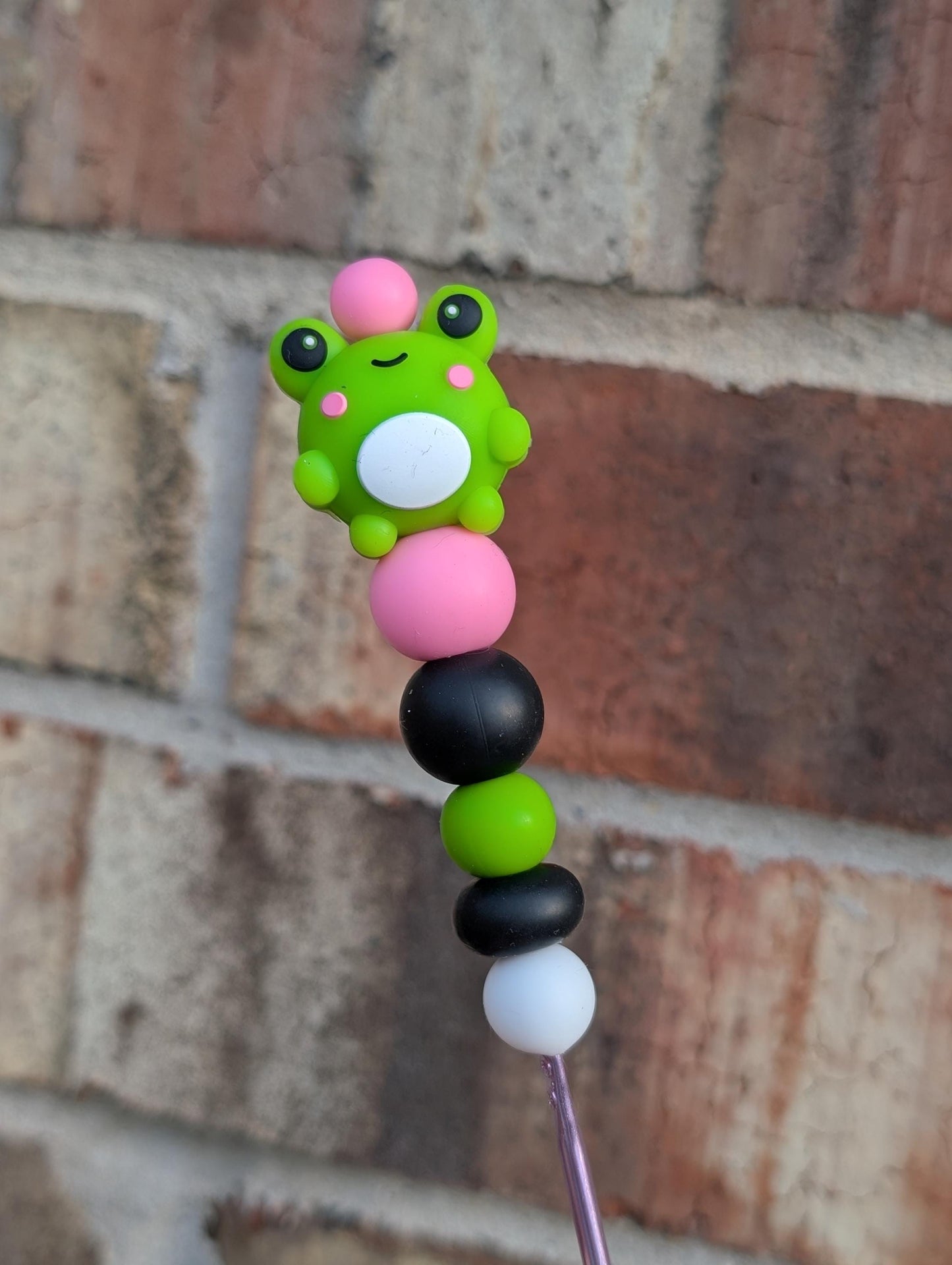 Frog Crochet Hook Silicone Beads Focal Topper Ergonomic Handle