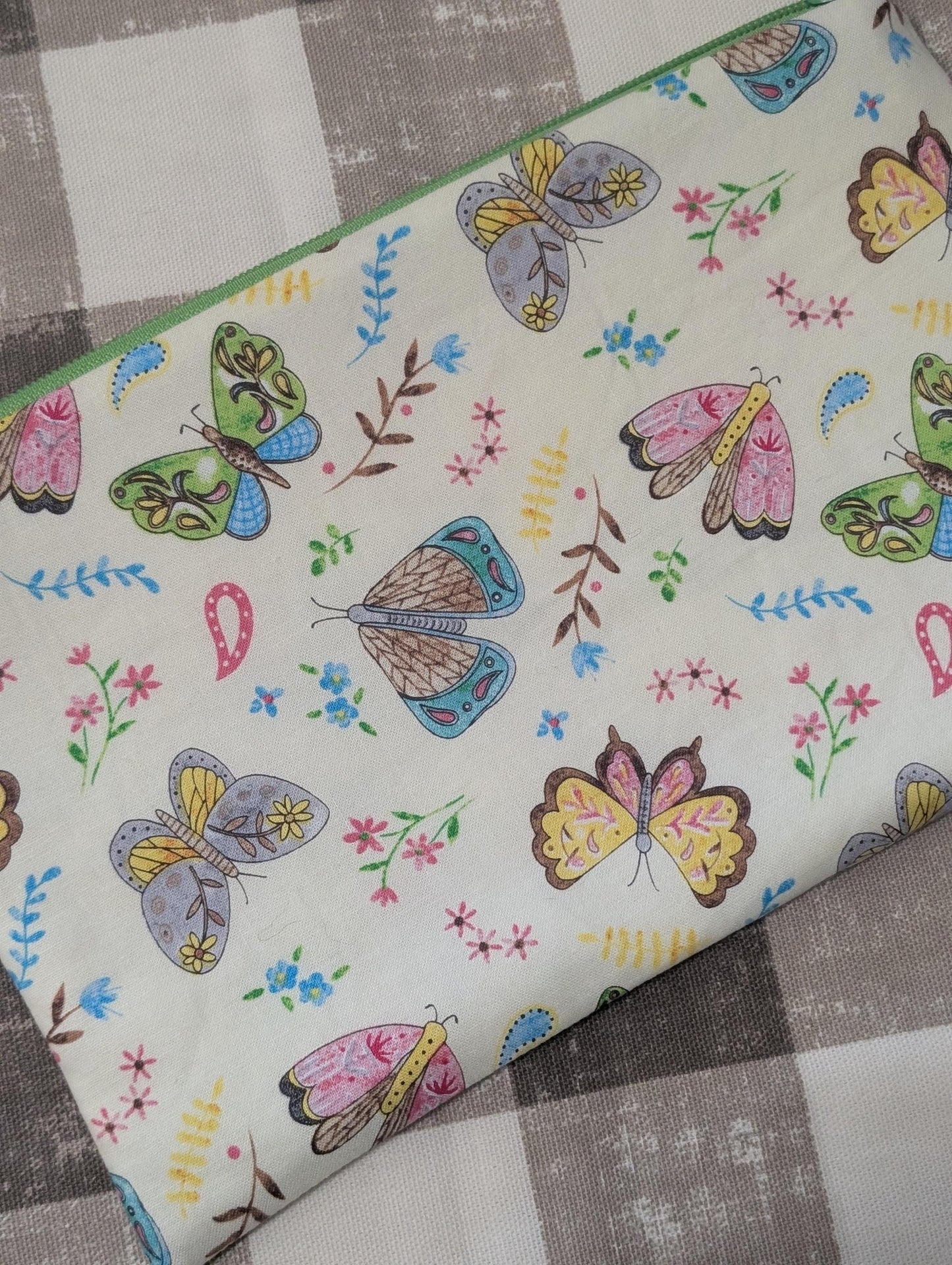 Butterfly Vinyl Front Project Bag for Cross Stitch Needlepoint Embroidery WIP Organizer Scrapbooking