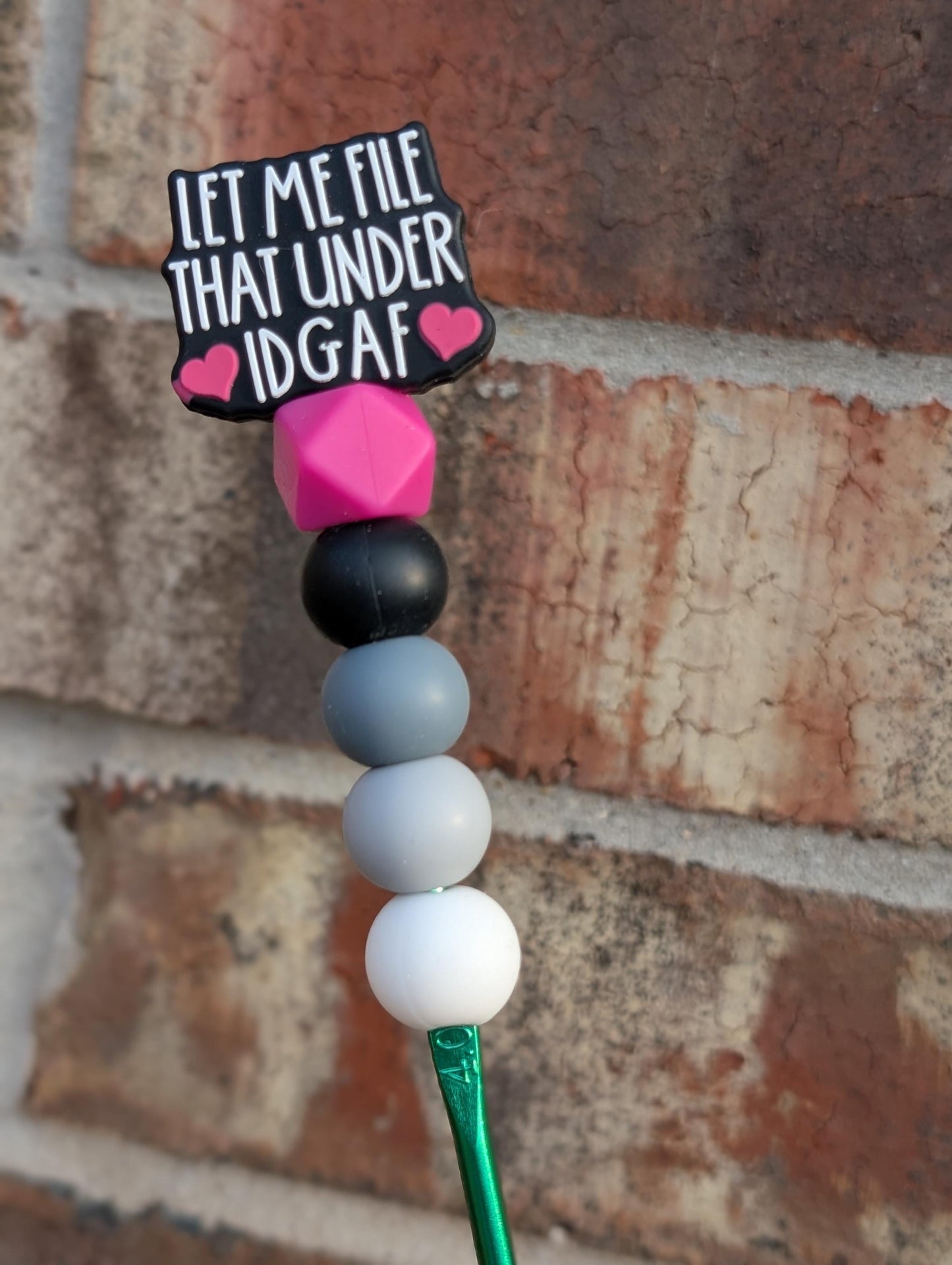 IDGAF Crochet Hook Silicone Beads Focal Topper Ergonomic Handle