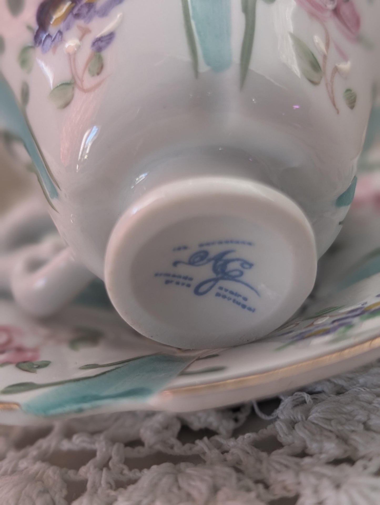 Tiny Tea Cups with Pincushion cross stitcher Decor