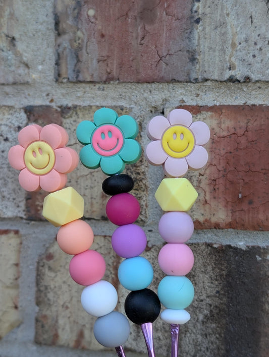 Flower Power Crochet Hook Silicone Beads Focal Topper Ergonomic Handle