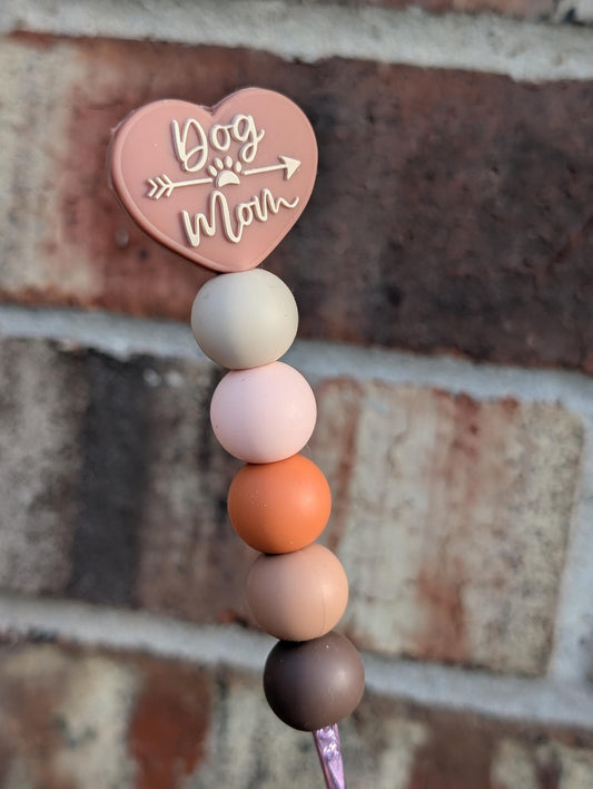 Dog Mom Crochet Hook Silicone Beads Focal Topper Ergonomic Handle