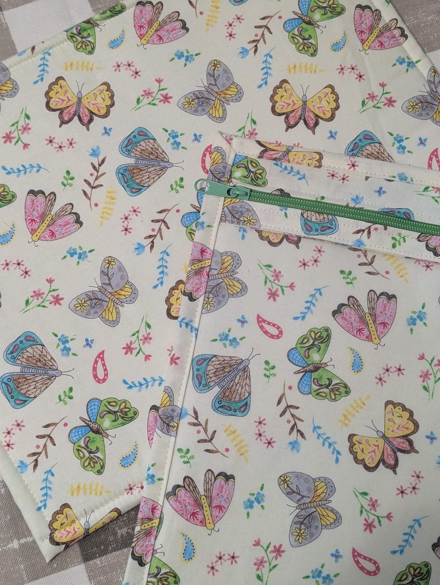 Butterfly Vinyl Front Project Bag for Cross Stitch Needlepoint Embroidery WIP Organizer Scrapbooking