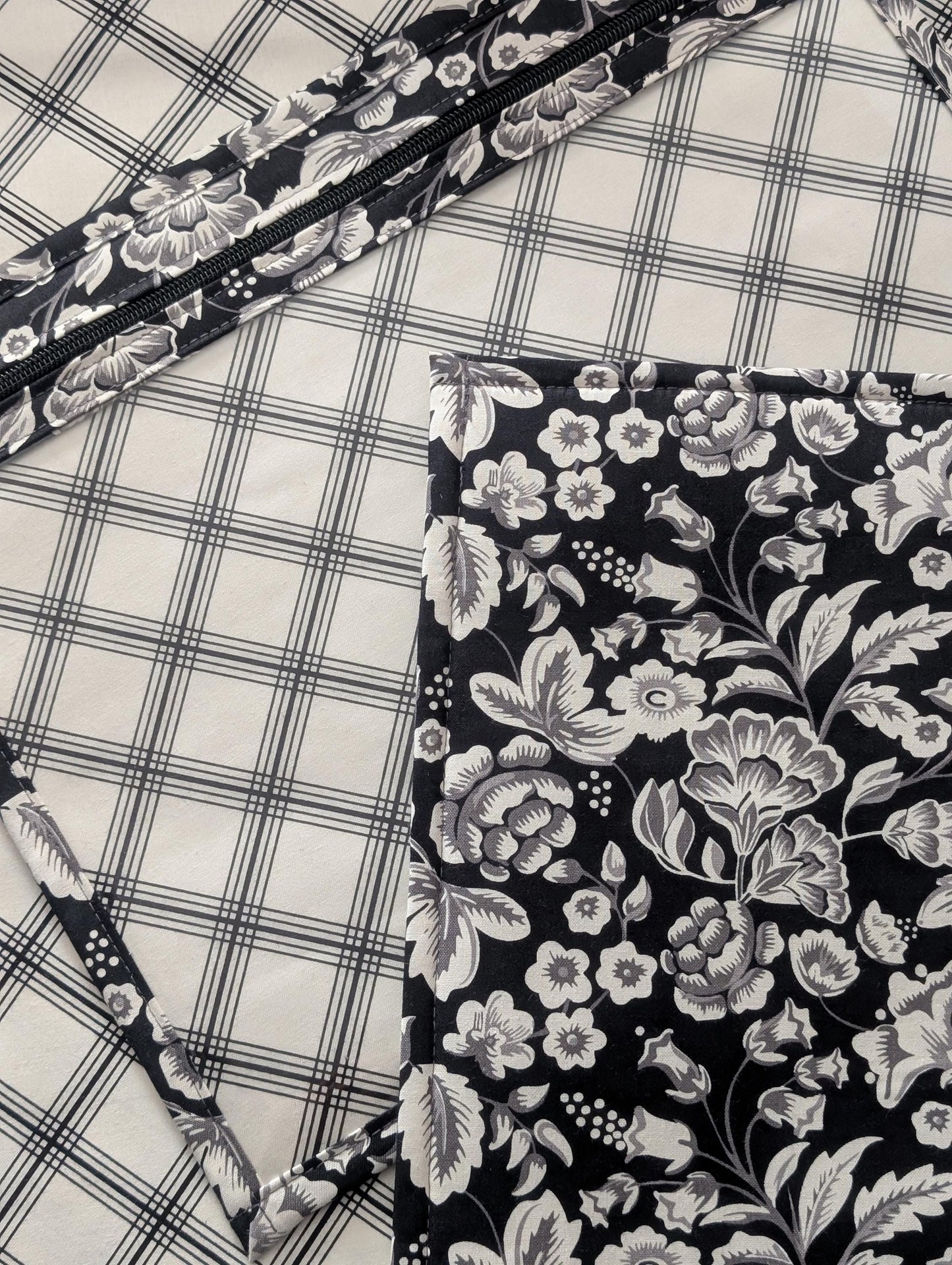 Midnight Meadow Vinyl Front Project Bag for Cross Stitch Needlepoint Embroidery WIP Organizer Scrapbooking