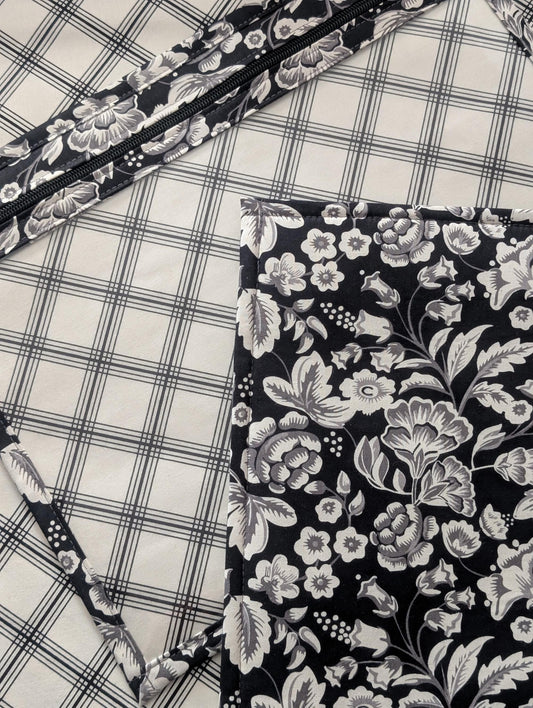 Midnight Meadow Vinyl Front Project Bag for Cross Stitch Needlepoint Embroidery WIP Organizer Scrapbooking