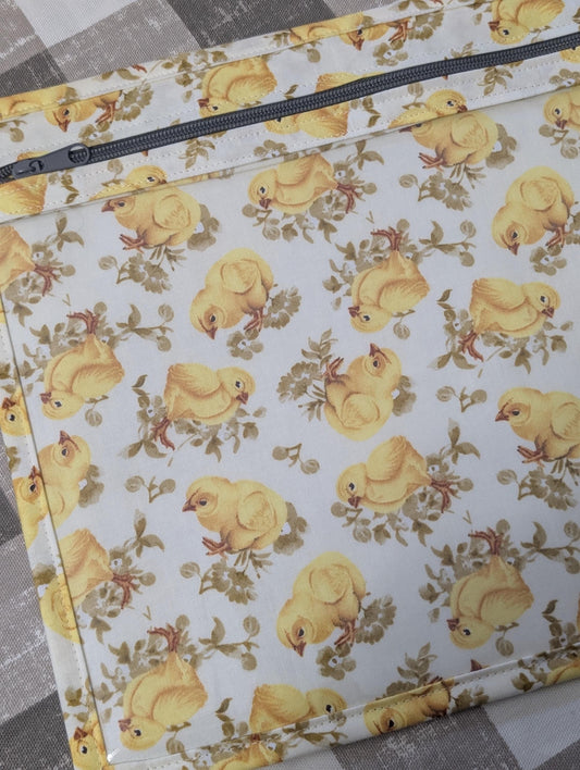 Chicks Vinyl Front Project Bag for Cross Stitch Needlepoint Embroidery WIP Organizer Scrapbooking