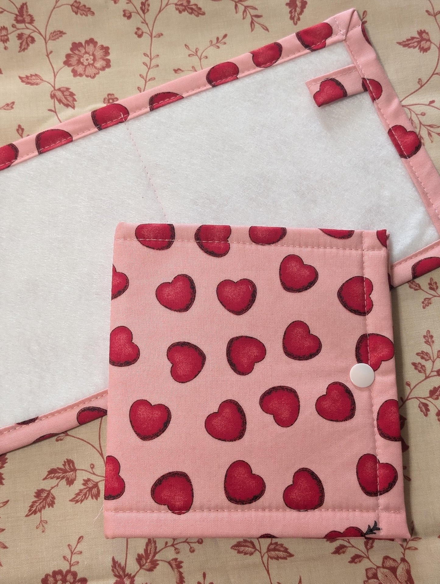 All my Love Red Hearts Vinyl Front Project Bag for Cross Stitch Needlepoint Embroidery WIP Organizer Scrapbooking