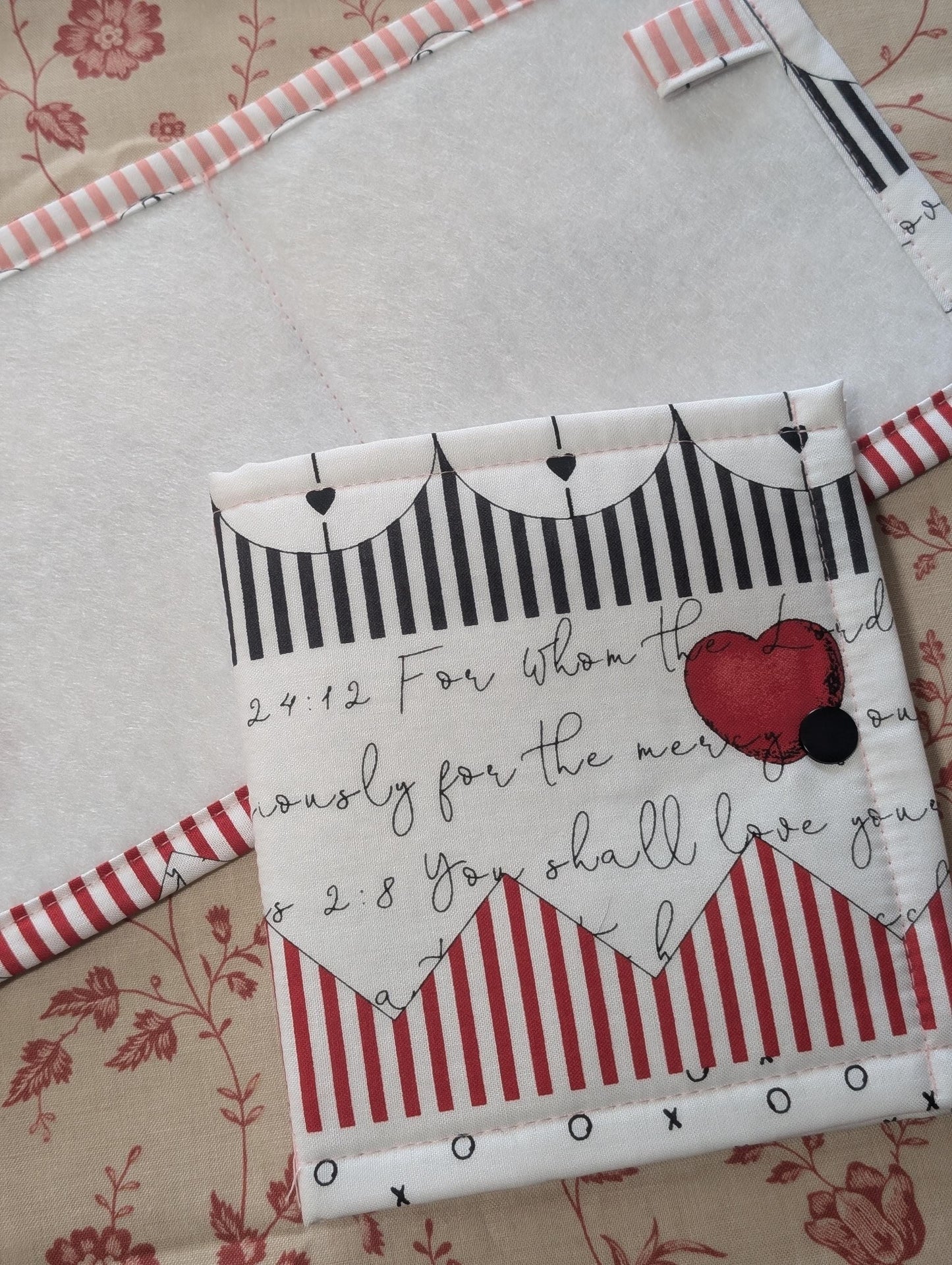 All my Love Red Hearts Vinyl Front Project Bag for Cross Stitch Needlepoint Embroidery WIP Organizer Scrapbooking