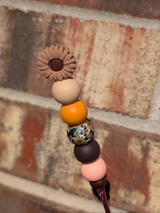 Sunflower Crochet Hook Silicone Beads Focal Topper Ergonomic Handle