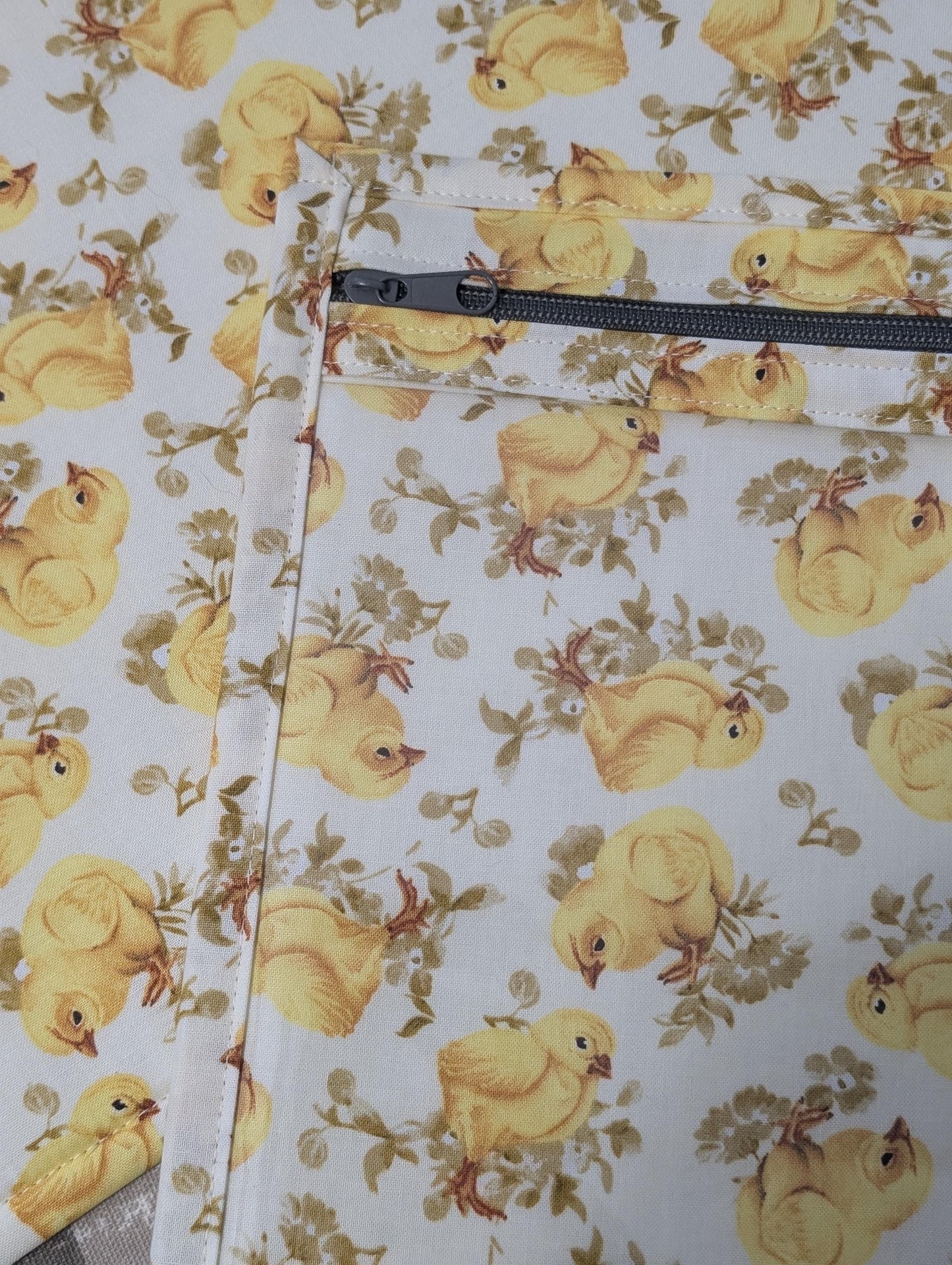 Chicks Vinyl Front Project Bag for Cross Stitch Needlepoint Embroidery WIP Organizer Scrapbooking