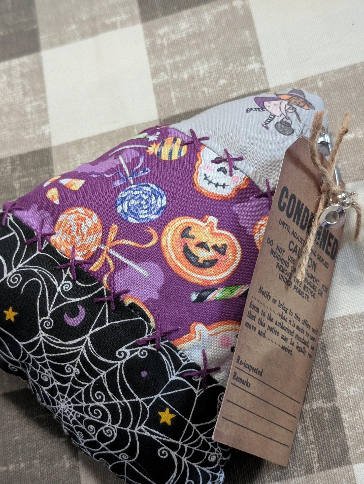 Fabric Decor Holiday Themed Tiered Tray Notions Scrap Fabrics Upcycled Primative