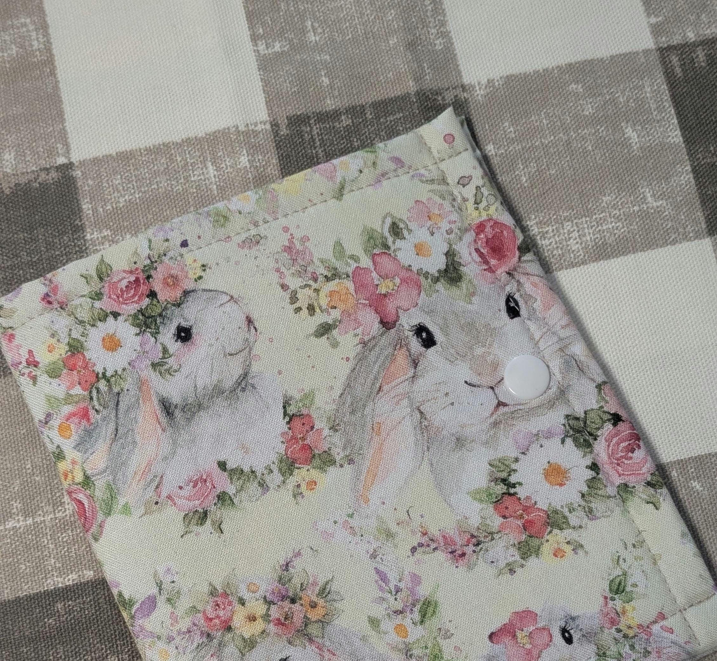 Watercolor Bunny Vinyl Front Project Bag for Cross Stitch Needlepoint Embroidery WIP Organizer Scrapbooking