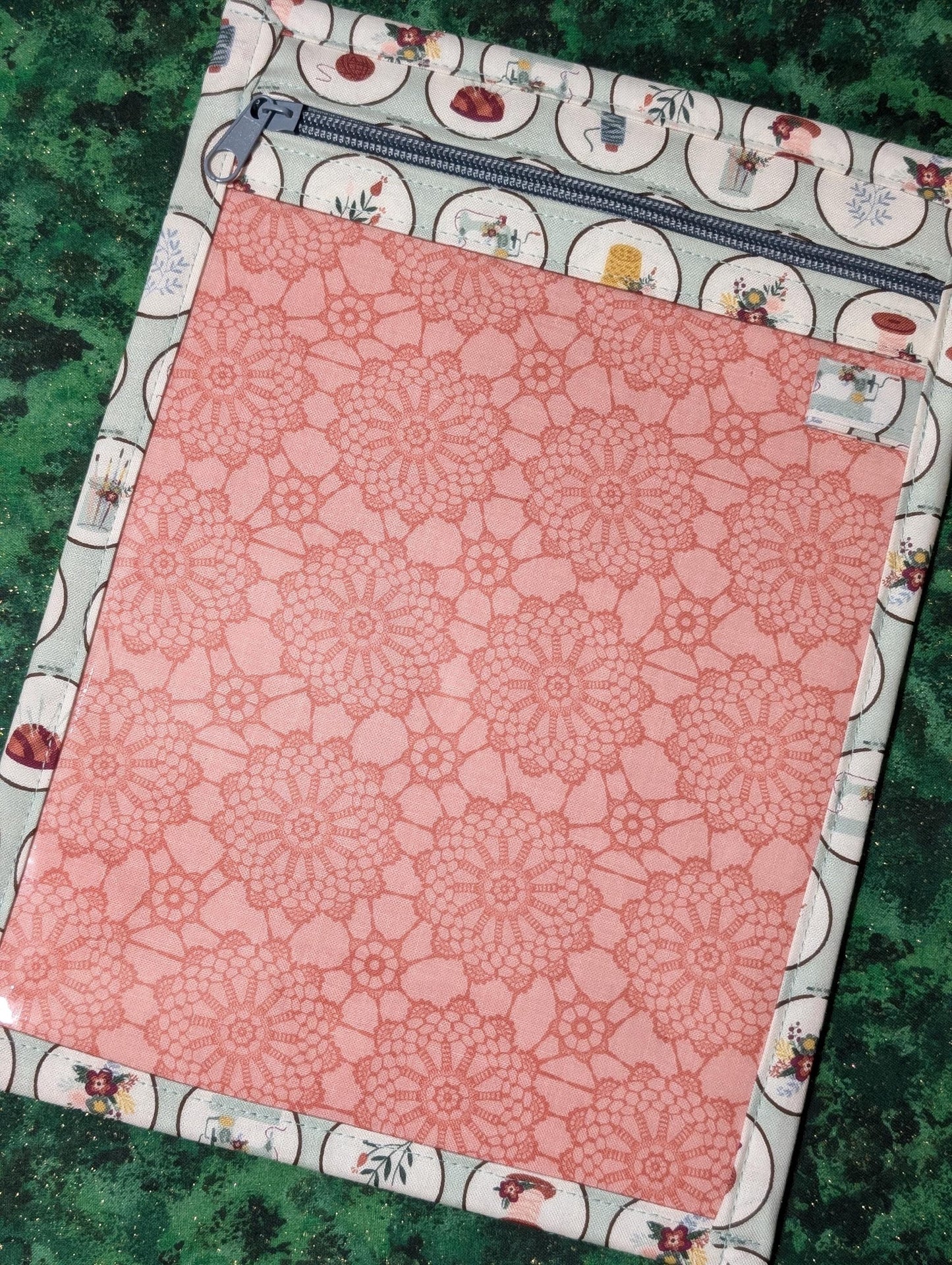 Let's Create Vinyl Front Project Bag for Cross Stitch Needlepoint Embroidery WIP Organizer Scrapbooking