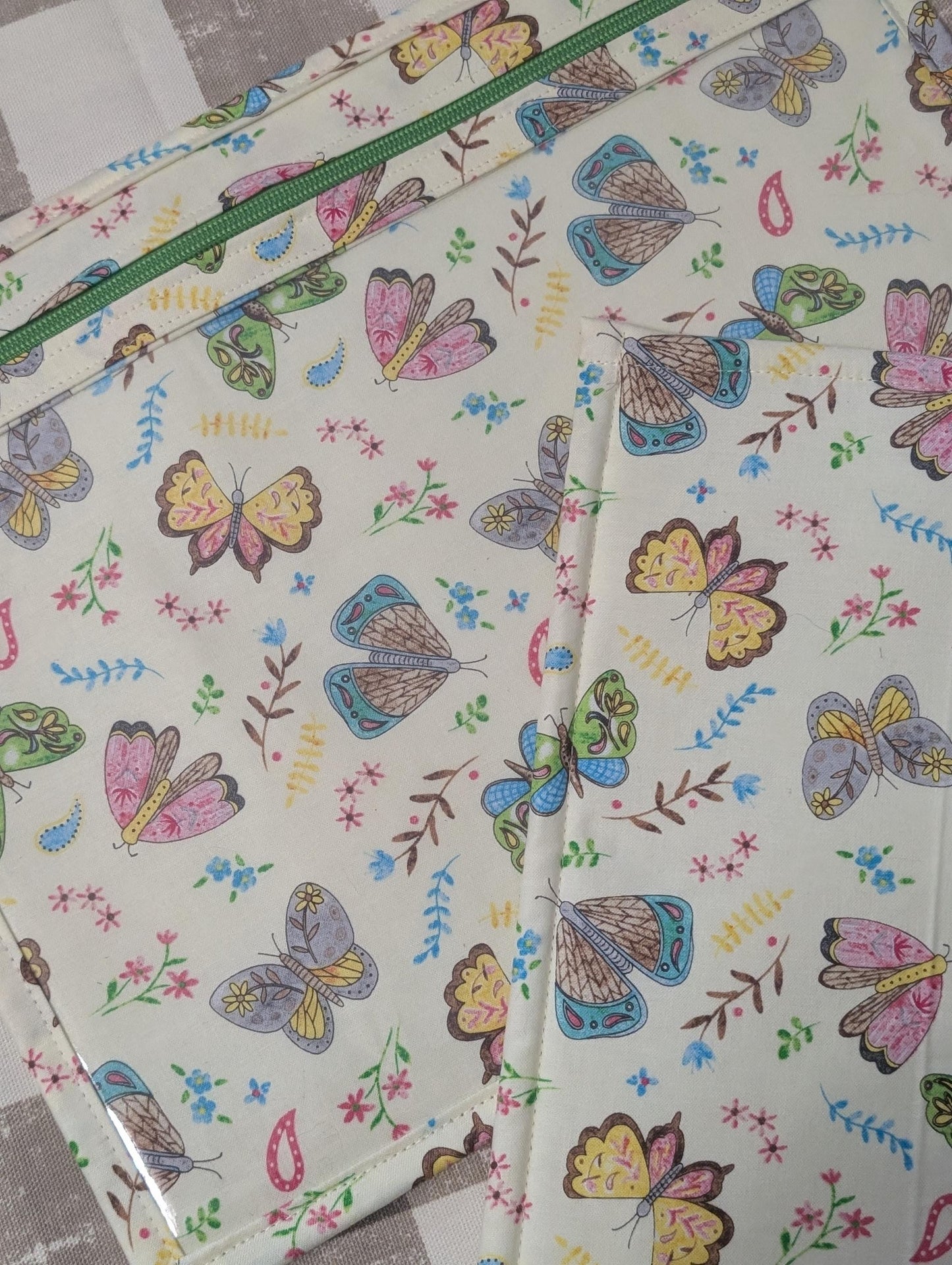 Butterfly Vinyl Front Project Bag for Cross Stitch Needlepoint Embroidery WIP Organizer Scrapbooking