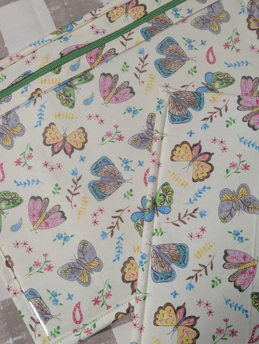 Butterfly Vinyl Front Project Bag for Cross Stitch Needlepoint Embroidery WIP Organizer Scrapbooking