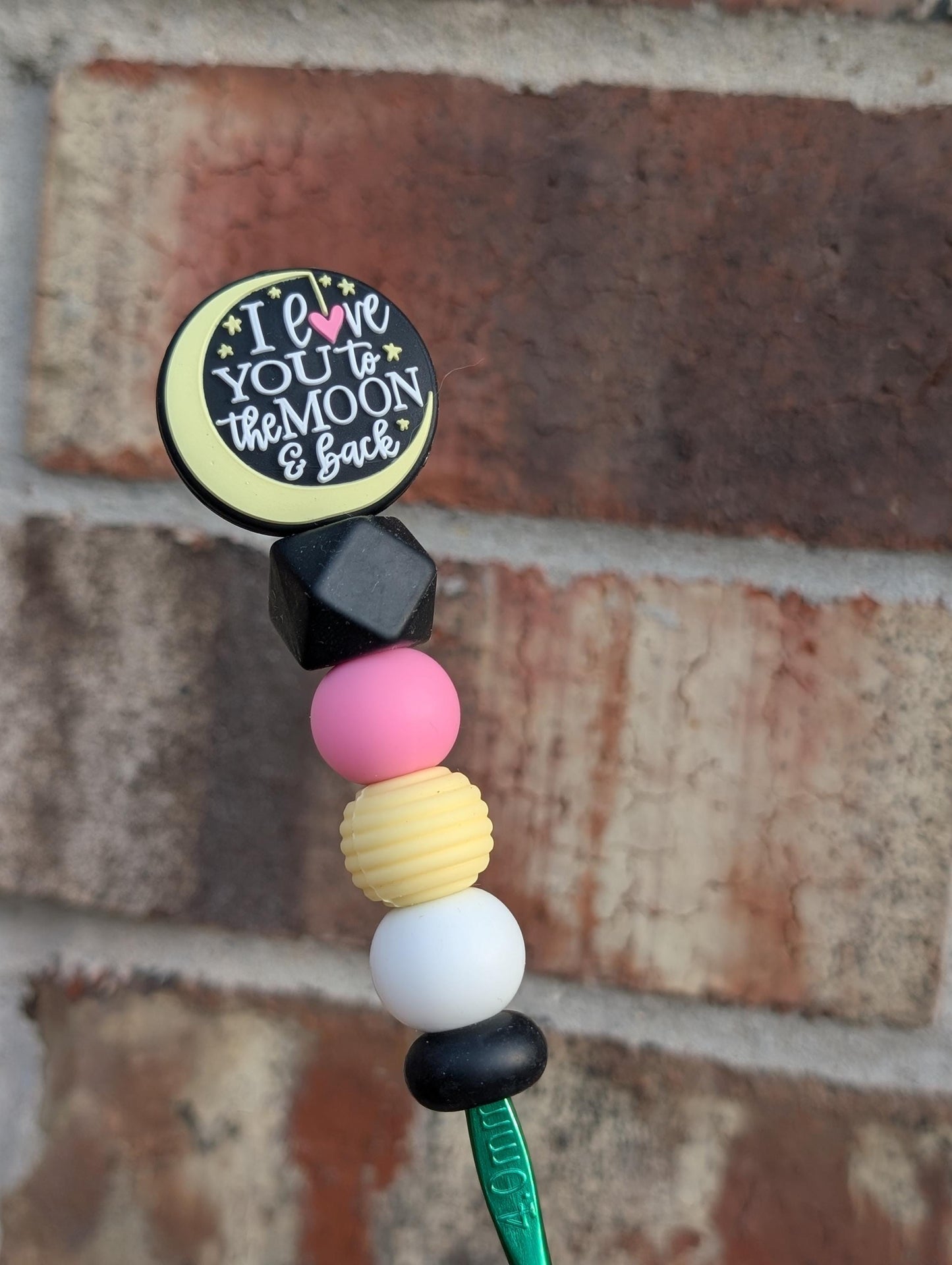Love you to the Moon Crochet Hook Silicone Beads Focal Topper Ergonomic Handle
