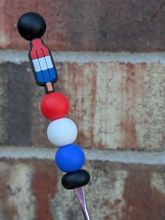 Bomb Pop Crochet Hook Silicone Beads Focal Topper Ergonomic Handle