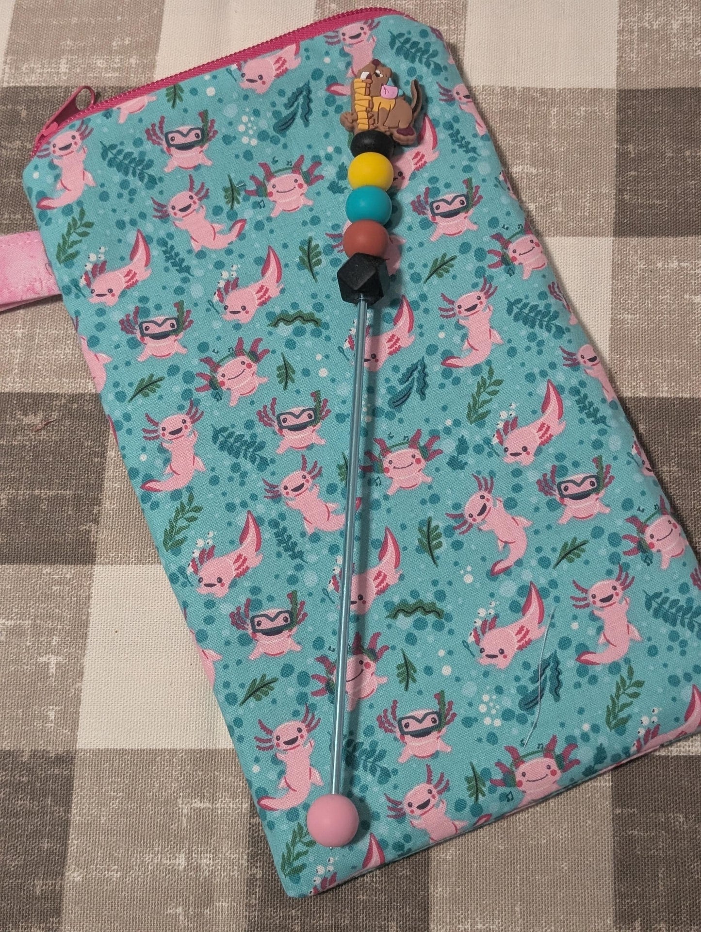 Tall Notion Pouch for Holding Ami Sticks with Silicone Beads Focal Topper Ergonomic Handle