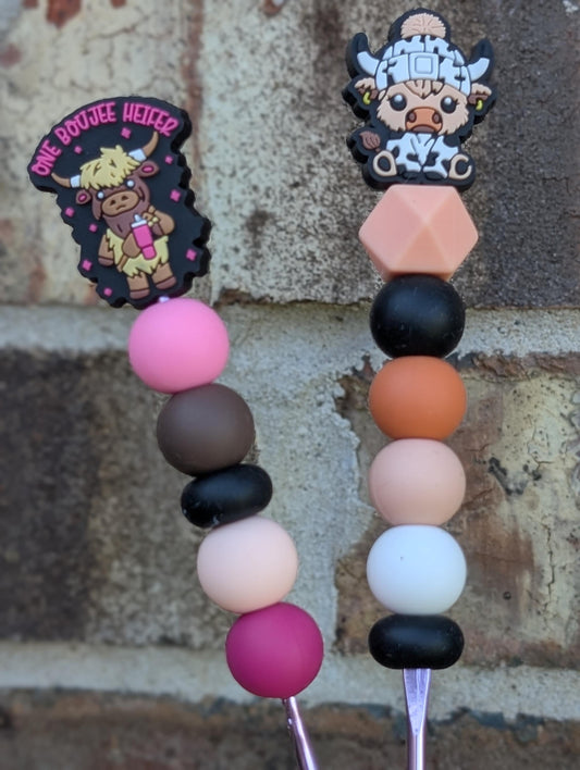 Cows Crochet Hook Silicone Beads Focal Topper Ergonomic Handle